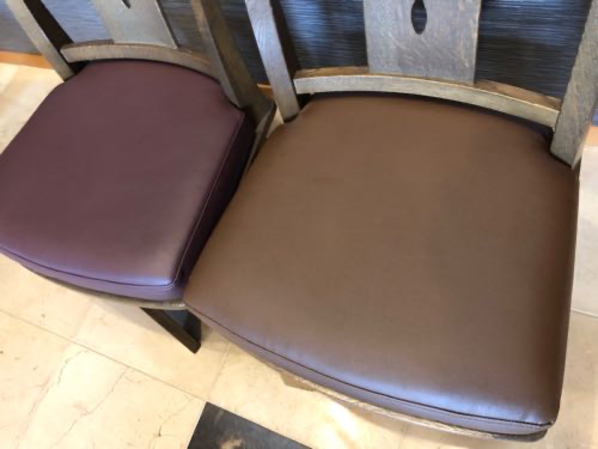 一枚板食卓テーブルセット 椅子座面張り替え 施工写真 3